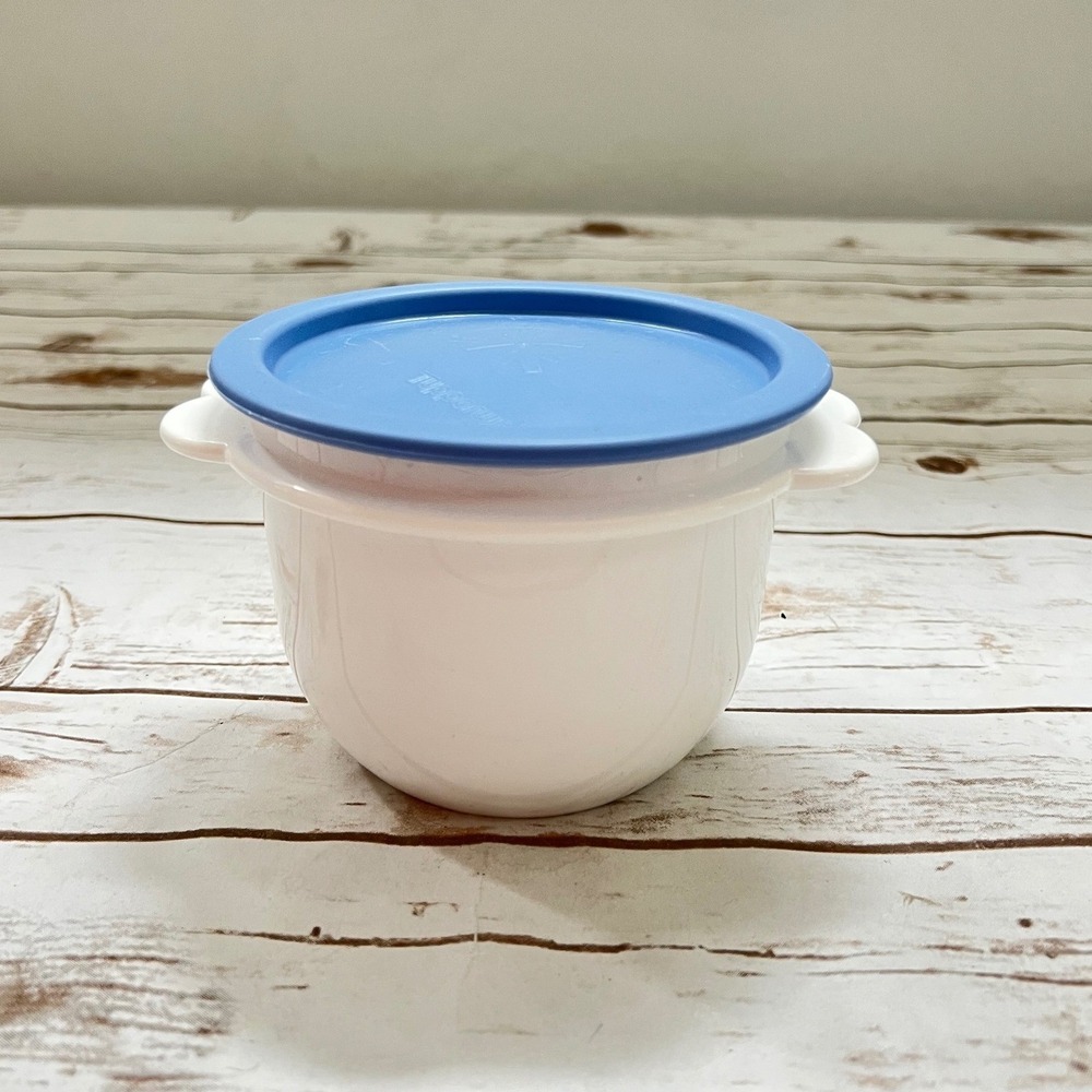 Tupperware Food Storage Container White Blue 700ml 2513B-4 Freezer Bowl Small